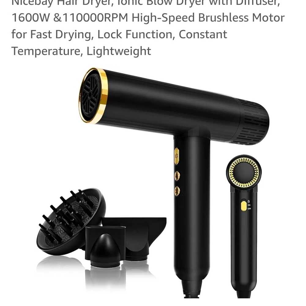 Black Hair Dryer with Diffuser